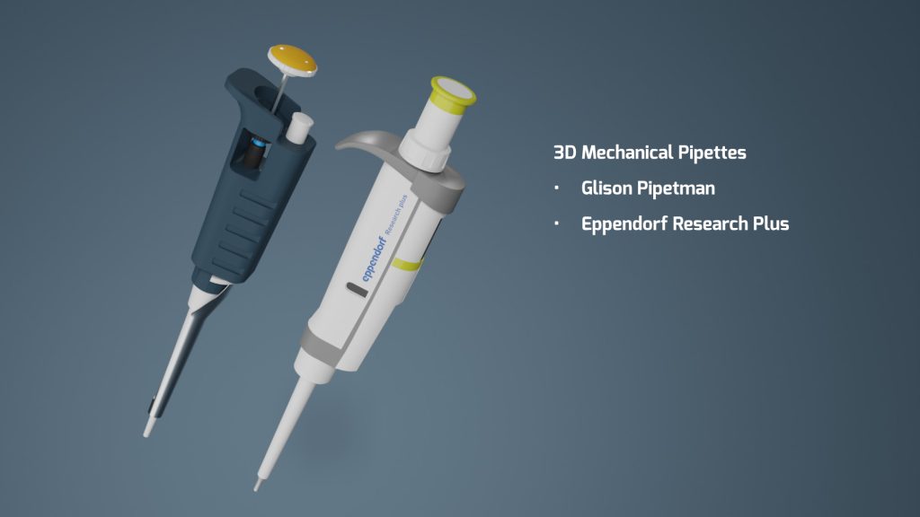 3D PBR Mechanical Pipettes - Sven J Norris Gilson Pipetman & Eppendorf Research Plus